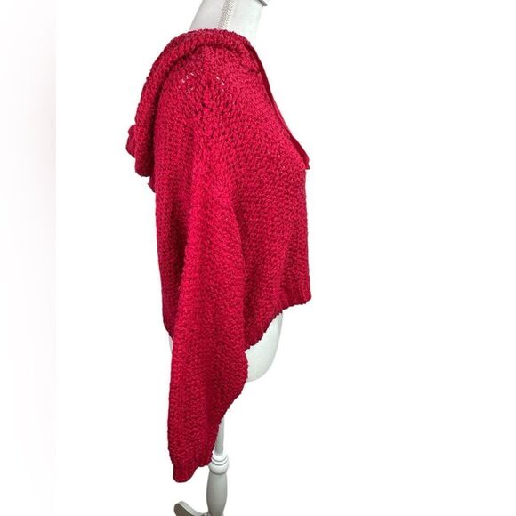 Pilcro Sailcloth Cropped Hooded Sweater Size Small Raspberry - Picture 4 of 11